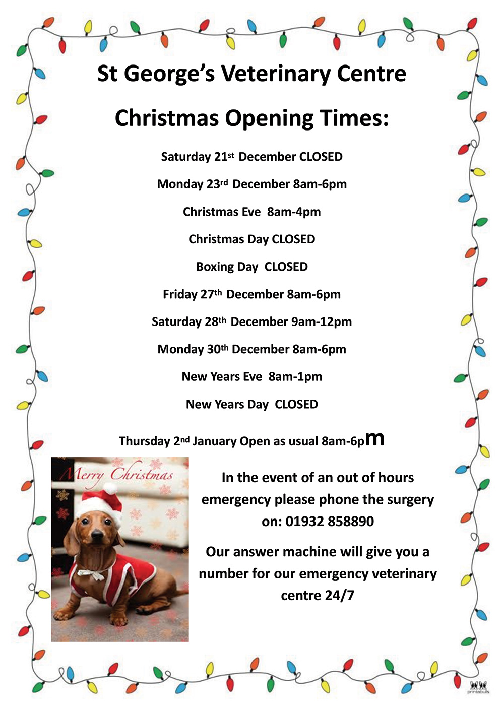 XMAS 24 OPENING HOURS